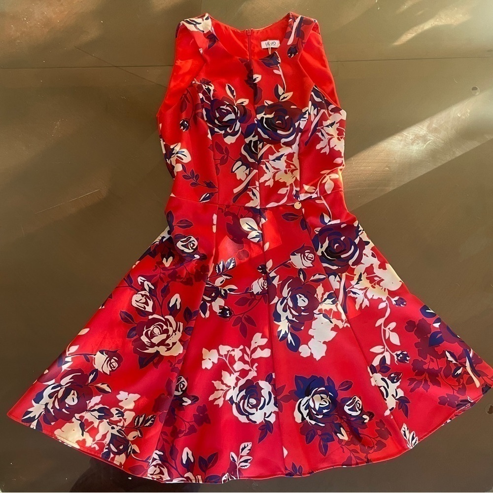 LIU Jo Red Dress with Floral Print fit and flare size 44/medium/6